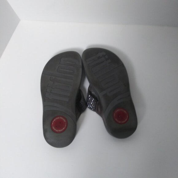 Fitflop Lulu Crystal Embellished Toe Post Sandal Pewter Gray Size 6 EUC - Picture 5 of 5